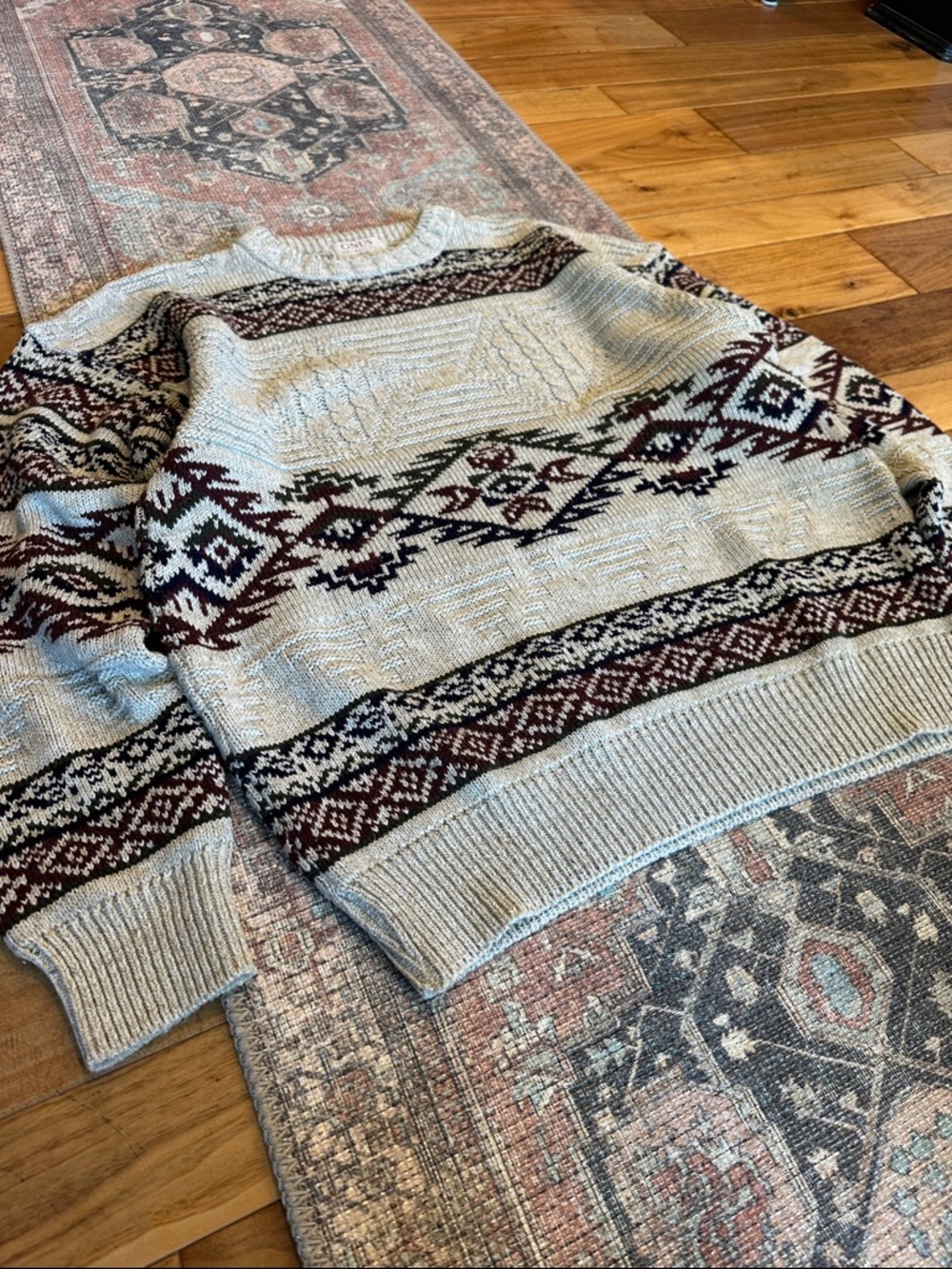 Vtg Onus Knitwear 3d Aztec Navajo sweater Sz Large - Picture 4 of 4